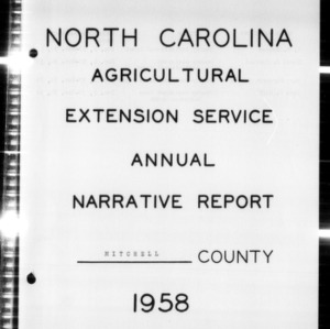 North Carolina Agricultural Extension Service Annual Narrative Report, Mitchell County, NC