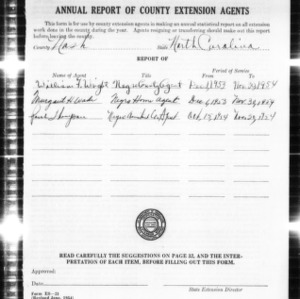 Annual Report of County Extension Agents, African American, Nash County, NC