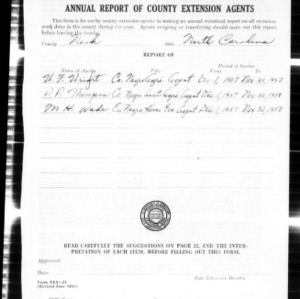 Annual Report of County Extension Agents, African American, Nash County, NC