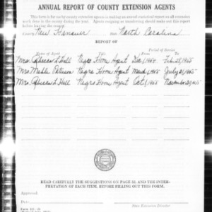 Annual Report of County Extension Agents, New Hanover County, NC