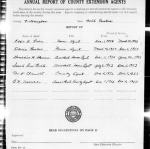Annual Report of County Extension Agents, Northampton County, NC