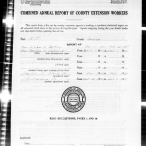 Combined Annual Report of County Extension Workers, Onslow County, NC