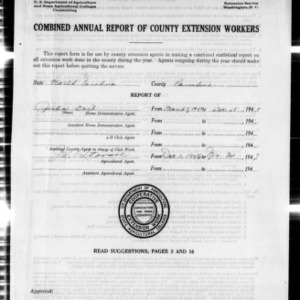 Combined Annual Report of County Extension Workers, Pamlico County, NC