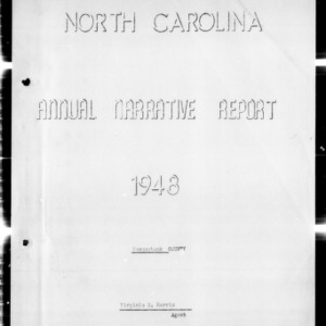 North Carolina Agricultural Extension Service Annual Narrative Report of Home Demonstration Work in Pasquotank County, NC