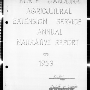 North Carolina Agricultural Extension Service Home Demonstration Agent Annual Narrative Report, Pender County, NC