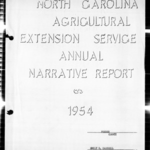 North Carolina Agricultural Extension Service Home Demonstration Agent Annual Narrative Report, Pender County, NC