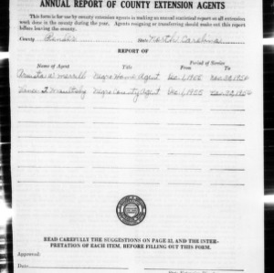 Annual Report of County Extension Agents, African American, Pender County, NC