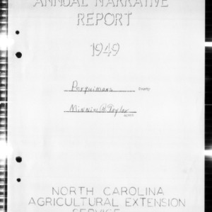 North Carolina Agricultural Extension Service Annual Narrative Report of Home Demonstration and 4-H Club Work in Perquimans County, NC