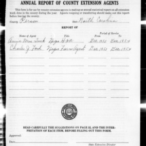 Annual Report of County Extension Agents, African American, Person County, NC