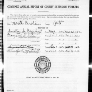 Combined Annual Report of County Extension Workers, Pitt County, NC