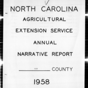 North Carolina Agricultural Extension Service Annual Narrative Report, Pitt County, NC