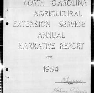 North Carolina Agricultural Extension Service Home Demonstration Agent Annual Narrative Report, Randolph County, NC