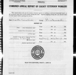 Combined Annual Report of County Extension Workers, Richmond County, NC