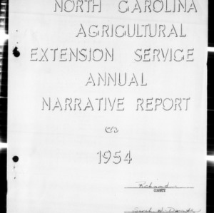North Carolina Agricultural Extension Service Home Demonstration Agent Work and 4-H Club Work Annual Narrative Report, Richmond County, NC