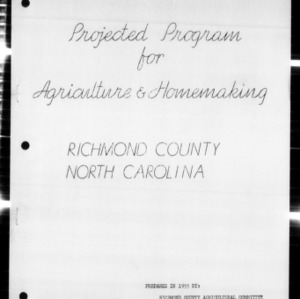 Projected Program for Agriculture and Homemaking, Richmond County, NC