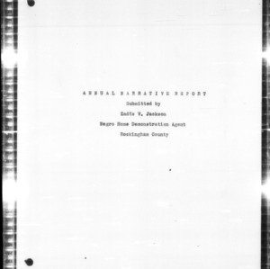 Annual Narrative Report of the African American County Agent, Rockingham County, NC