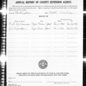 Annual Report of County Extension Agents, African American, Rockingham County, NC