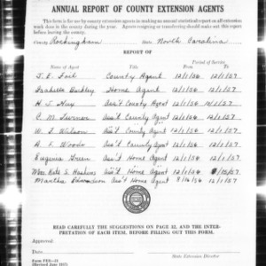 Annual Report of County Extension Agents, Rockingham County, NC
