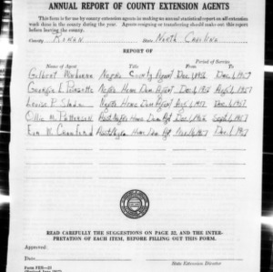 Annual Report of County Extension Agents, African American, Rowan County, NC