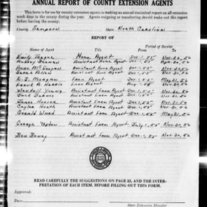 Annual Report of County Extension Agents, Sampson County, NC