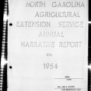 North Carolina Agricultural Extension Service Home Demonstration Agent Annual Narrative Report, Stokes County, NC