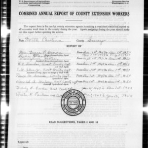 Combined Annual Report of County Extension Workers, Surry County, NC