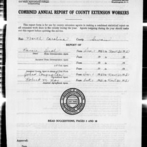 Combined Annual Report of County Extension Workers, Swain County, NC