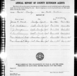 Annual Report of County Extension Agents, Union County, NC