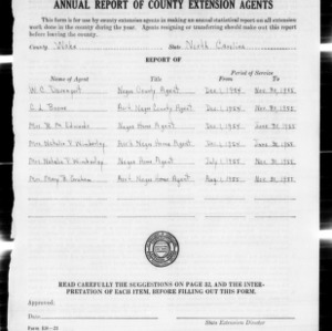 Annual Report of County Extension Agents, African American, Wake County, NC