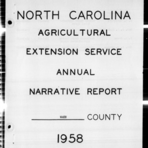 North Carolina Agricultural Extension Service Annual Narrative Report, Wake County, NC