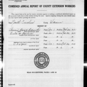 Combined Annual Report of County Extension Workers, African American, Warren County, NC