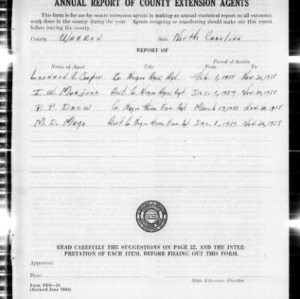 Annual Report of County Extension Agents, African American, Warren County, NC