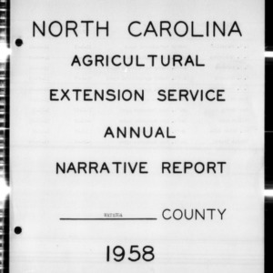 Annual Report of County Extension Agents, Watauga County, NC