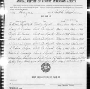 Annual Report of County Extension Agents, Wayne County, NC