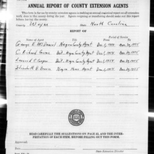 Annual Report of County Extension Agents, African American, Wayne County, NC