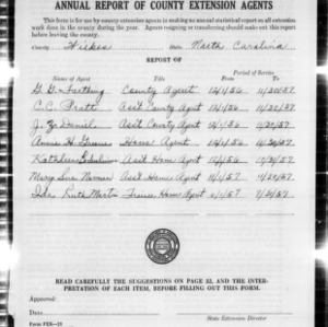 Annual Report of County Extension Workers, Wilkes County, NC