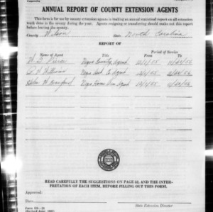 Annual Report of County Extension Agents, Combined, African American, Wilson County, NC