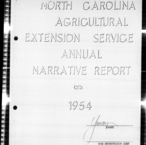 NC Agricultural Extension Service Home Demonstration Agent Annual Narrative Report, Yancey County, NC