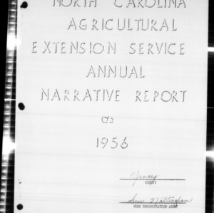 NC Agricultural Extension Service Home Demonstration Agent Annual Narrative Report, Yancey County, NC