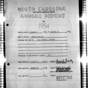 North Carolina Agricultural Extension Service, Annual Report of Family Relations
