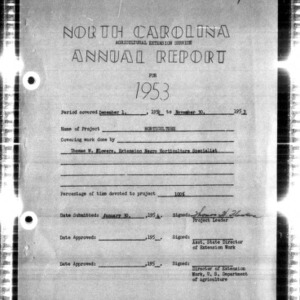 Annual Report of Horticulture, 1953