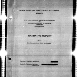 North Carolina Agricultural Extension Service, Annual Narrative Report of Home Management and House Furnishing
