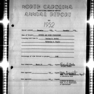 North Carolina Agricultural Extension Service, Annual Report of Housing and House Furnishing