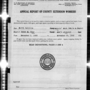Annual Report of County Extension Workers, White and African American Agents Work, Report of Assistant Director, North Carolina