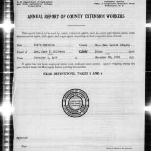 Annual Report of County Home Demonstration Workers, African American State Agents