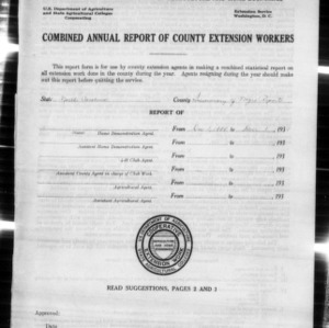 Combined Annual Report of County Extension Workers, Summary of African American Reports