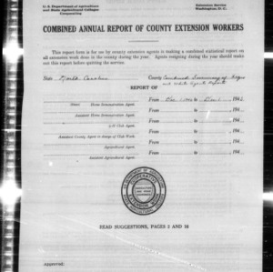 Combined Annual Report of County Extension Workers, North Carolina, Combined Summary of African American and White Agents Reports
