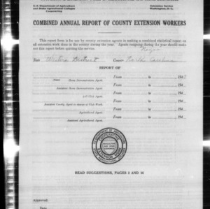 Combined Annual Report of County Extension Workers, North Carolina, Western District (African American)