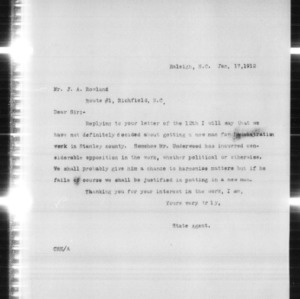 C. R. Hudson correspondence, January 1912