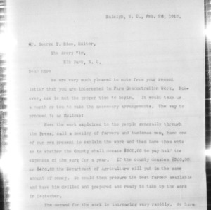 C. R. Hudson correspondence, February 1912